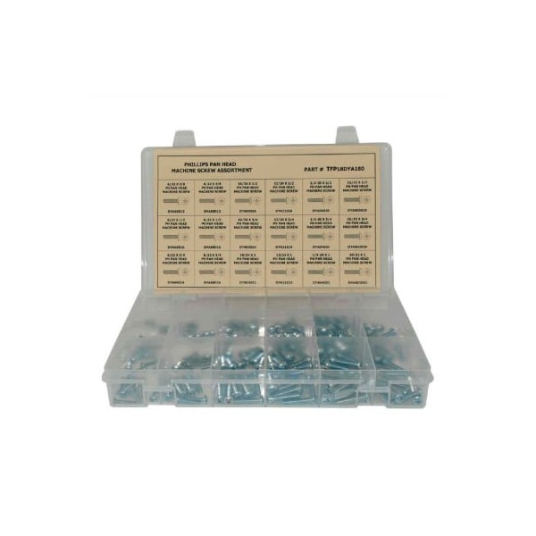 Titan Fasteners 330 Piece Machine Screw Assortment - #6 to 1/4in - Phillips Pan Head - Steel - Zinc Plated TFP18DYA330 - main